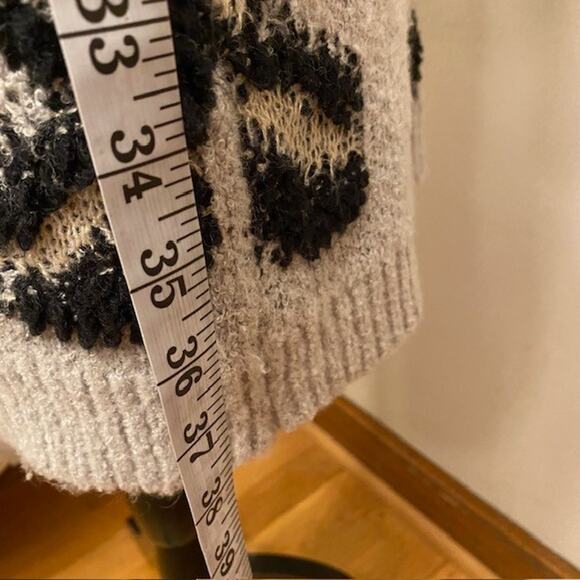 Knox Rose Leopard Cardigan Sweater Duster Womens Small Gray Black Long Knit - Picture 9 of 9